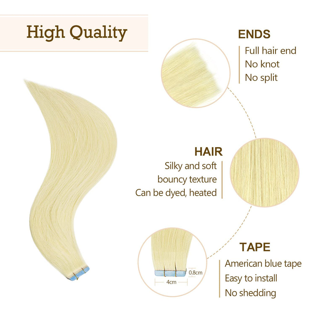 Tape Extensions Echthaar Blond Haarverlängerung Echthaar Invisible Tape Extensions Echthaar Remy 18
