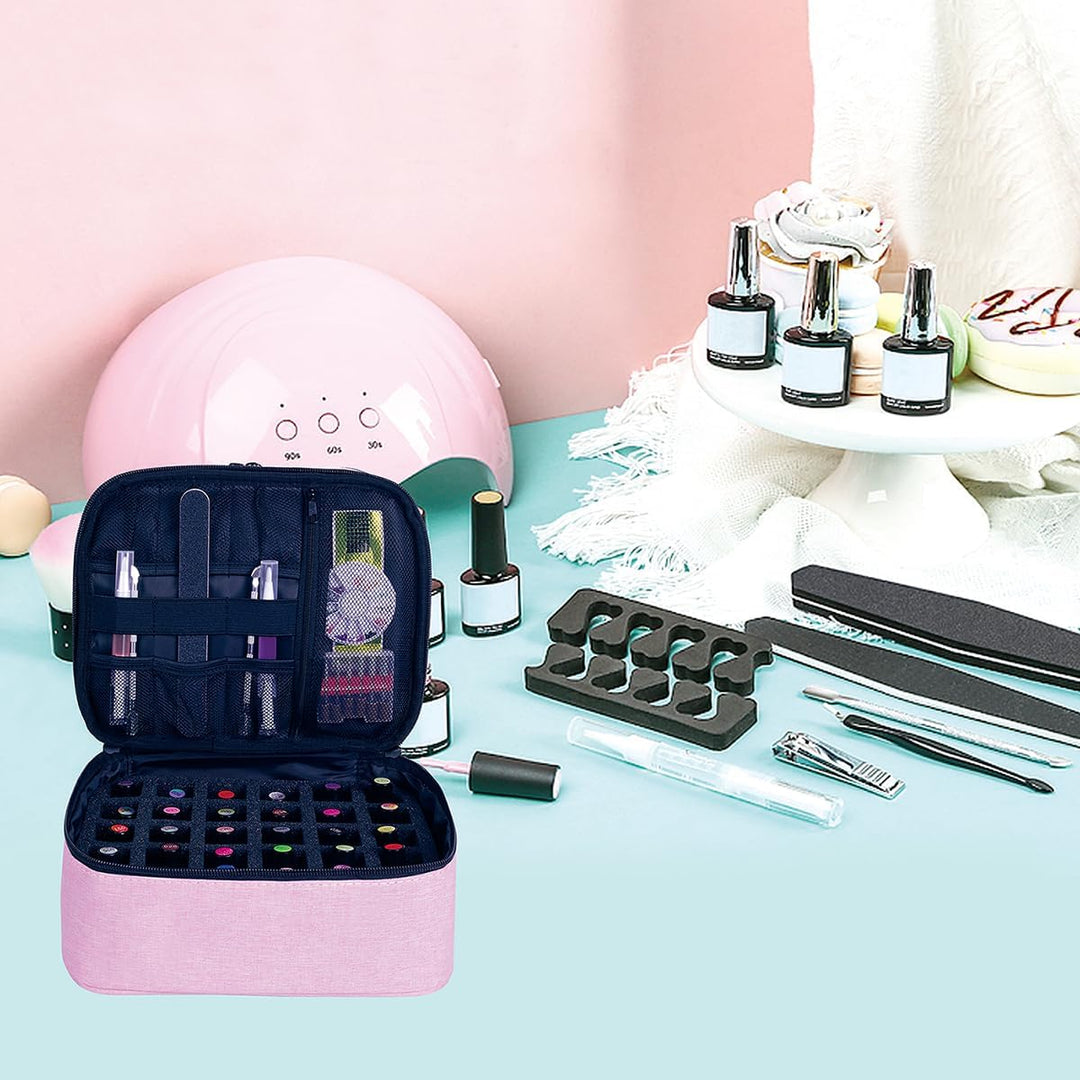 Nagellack Aufbewahrung Tasche Doppelschicht Nagellack Organizer Lagerung 30 Flaschen (15 ml / 0,5 FL