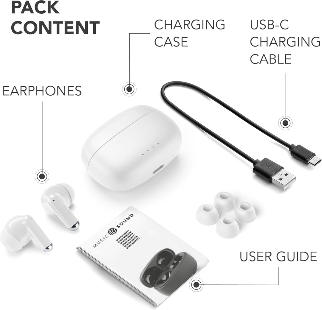 Music Sound Drift Bluetooth In-Ear-Kopfhörer kabellos mit kompaktem, farbenfrohem Case, Auto-Pairing