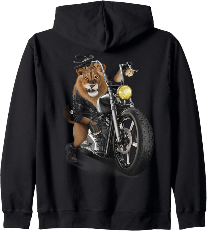 Leo fährt ein Chopper Motorrad Kapuzenjacke