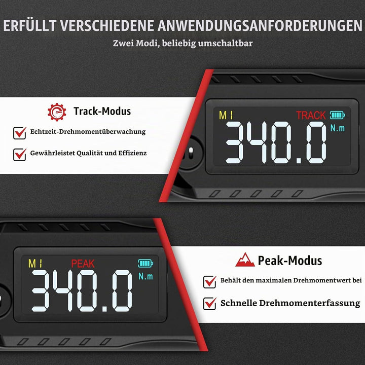 VANPO Digitaler Drehmomentschlüssel 1/2 Zoll, 17-340 Nm, ±2% Genauigkeit, elektronischer Drehmoments