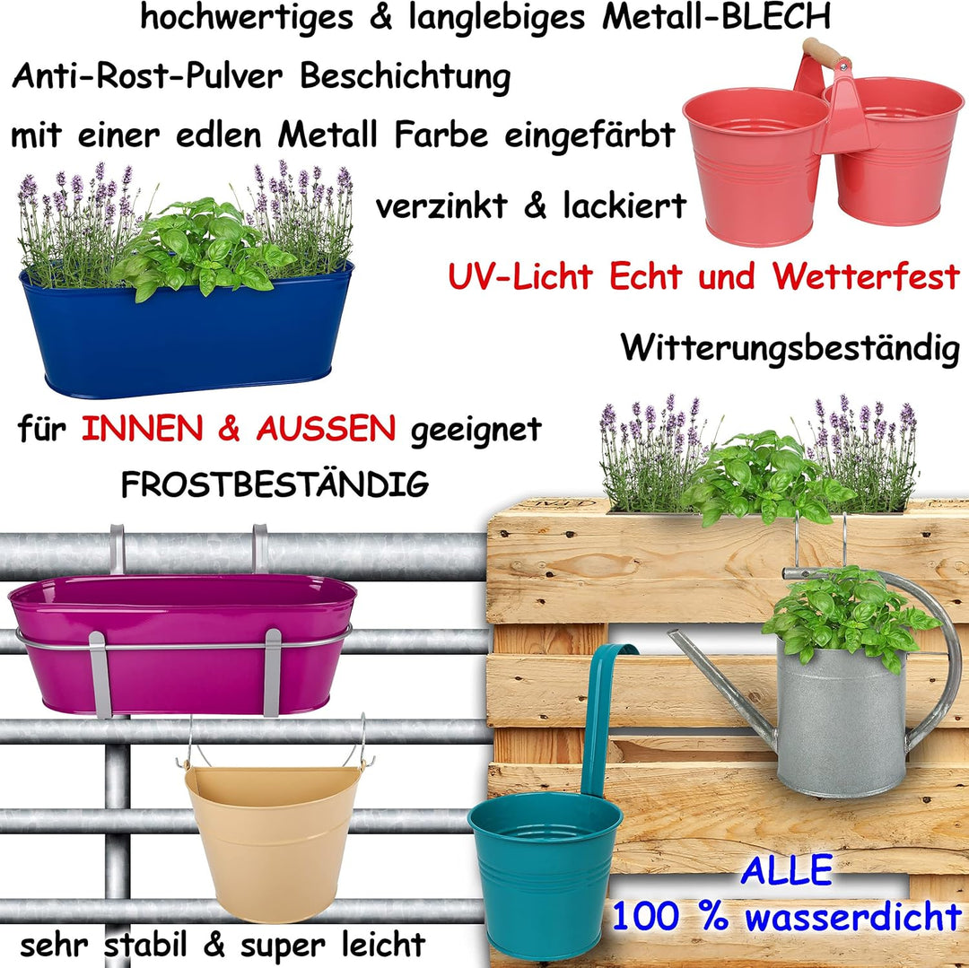 alles-meine.de GmbH 5 Stück Hänge - Blumentöpfe/Hängetöpfe/Pflanzschale - Metall - Ø 17 cm - orange