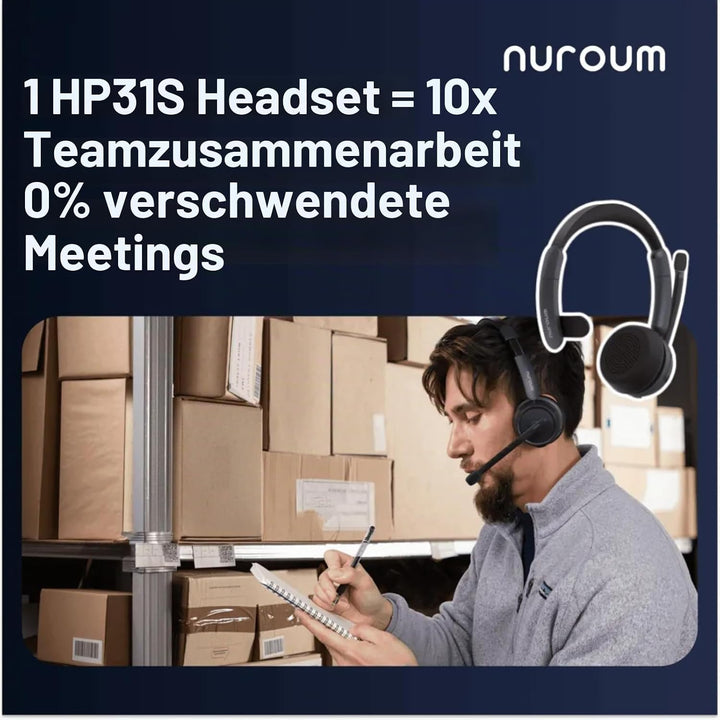 Nuroum HP31S(3rd Gen) Bluetooth Headset mit Mikrofon(Mono),AI Rauschunterdrückung für Anrufe/V5.4/45