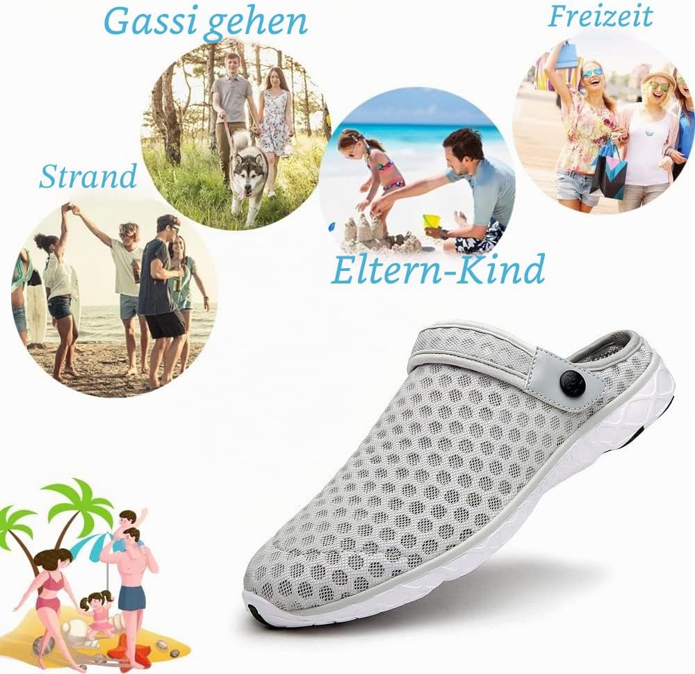 Unisex Clogs Hausschuhe Atmungsaktiv Mesh Pantoletten Sommer Beach Freizeit Schuhe rutschfest Weiche