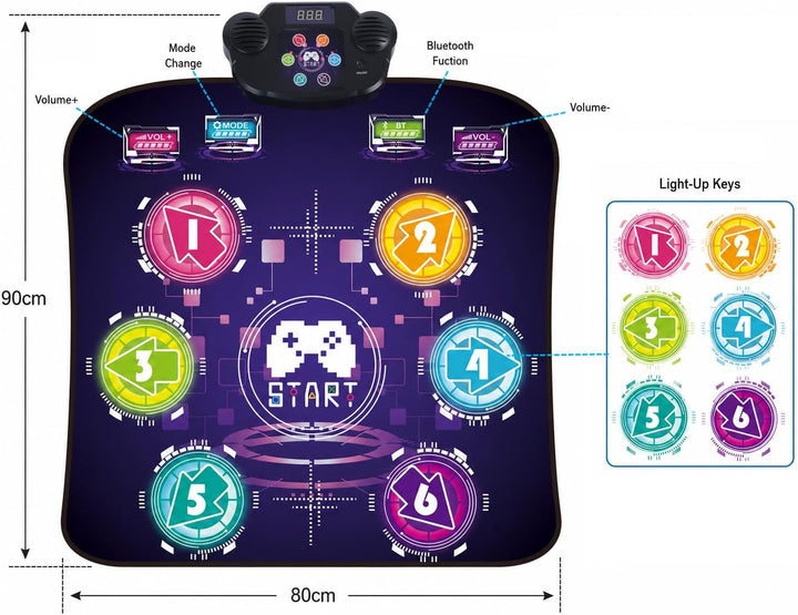 EagleStone Tanzmatte für Kinder mit 5 Spielmodi, Bluetooth, Musik und LED