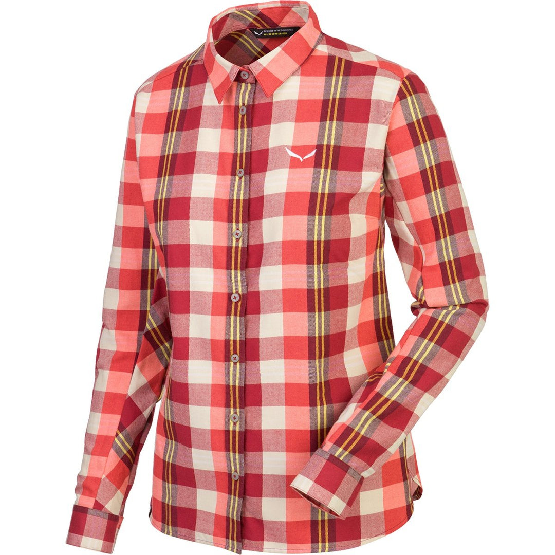 Salewa Damen Fanes Flannel 2 Pl W L/S SRT Hemd 40/34 M Hot C/Capr/Cornell, 40/34 M Hot C/Capr/Cornel