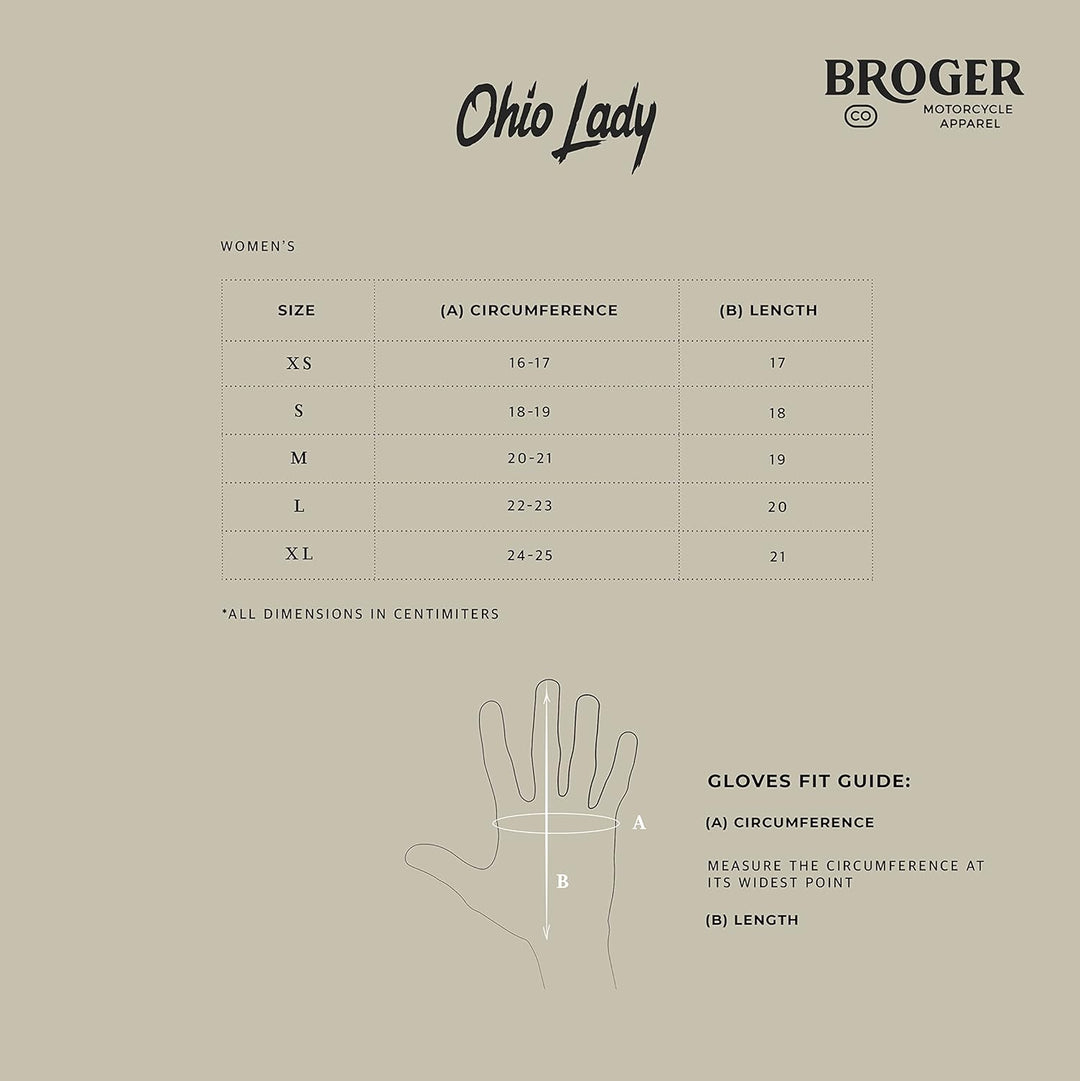 BROGER Ohio Lady Motorradhandschuhe Damen | Rindsleder und Känguru Leder | Knox SPS Protektoren | St