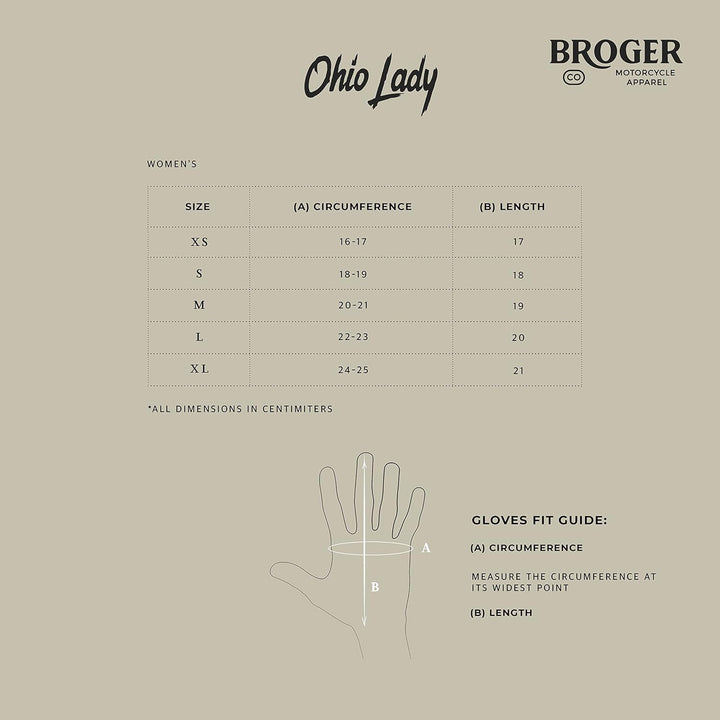 BROGER Ohio Lady Motorradhandschuhe Damen | Rindsleder und Känguru Leder | Knox SPS Protektoren | St