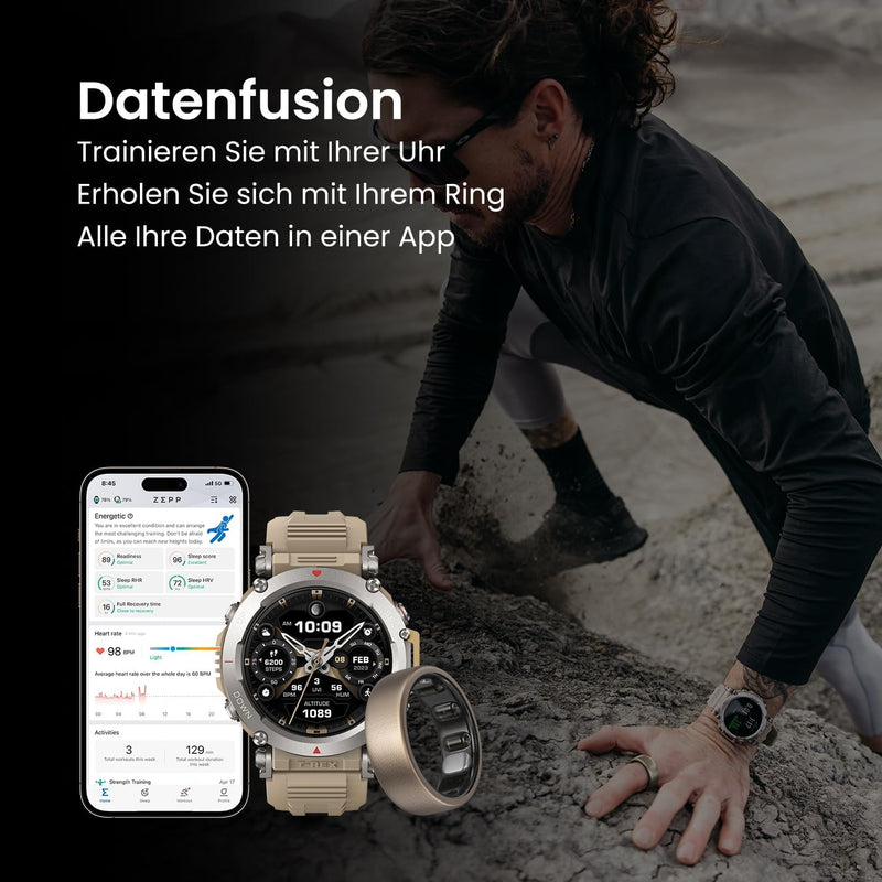 Amazfit T-Rex Ultra Smartwatch für Outdoor-Benutzer, Dualband-GPS, Routenimport & Navigation, Offlin