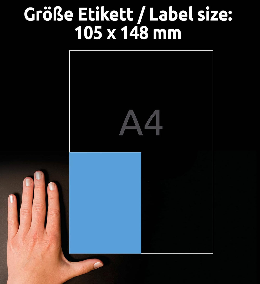 AVERY Zweckform 3457 Blaue Etiketten (400 Aufkleber, 105x148mm auf A4, permanent haftend, selbstkleb