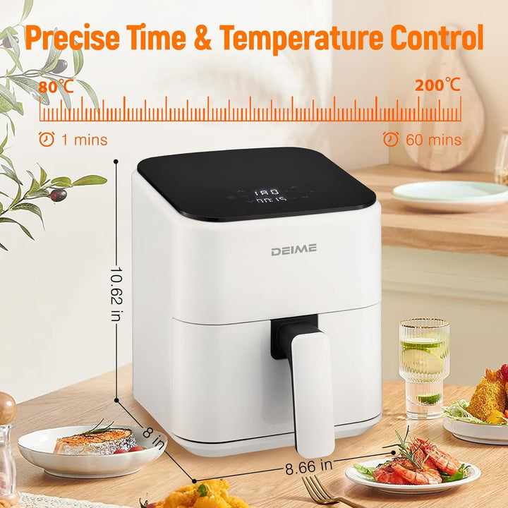 DEIME Heissluftfritteuse 2,5 l, kleiner digitaler Airfryer, platzsparend, kompakt, zum Backen, Aufwä