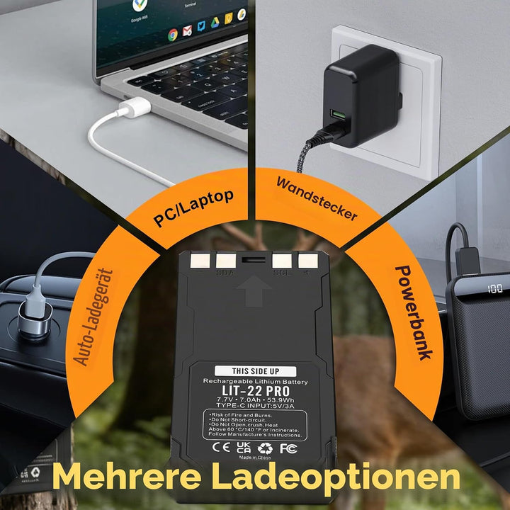 2er Pack ANTIEE LIT-22 Pro Wiederaufladbare Batterien - Ersatzakku für SPYPOINT Trail-Kamera Flex-M/