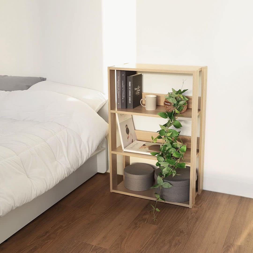 Iris Ohyama, Bücherregal, Regal auf 4 Ebenen, Regale alle 14 cm verstellbar, Stabil, Industriell, Wa