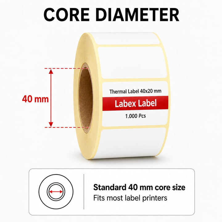 Barcode etikett 40x20 mm | Thermo Etiketten - Zebra etiketten ; 8 Role 8.000 stück - Thermotransfer
