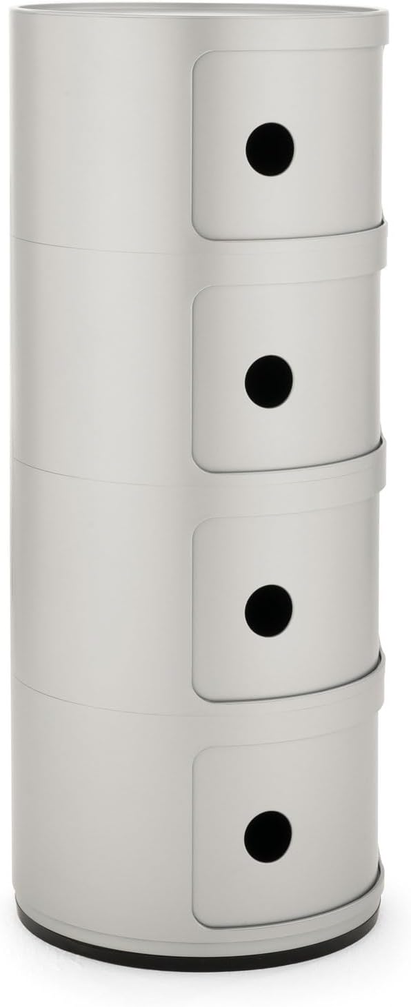 Kartell Componibili, 4 Elements, Silber, Runde Basis 4-fächer Silber, 4-fächer Silber