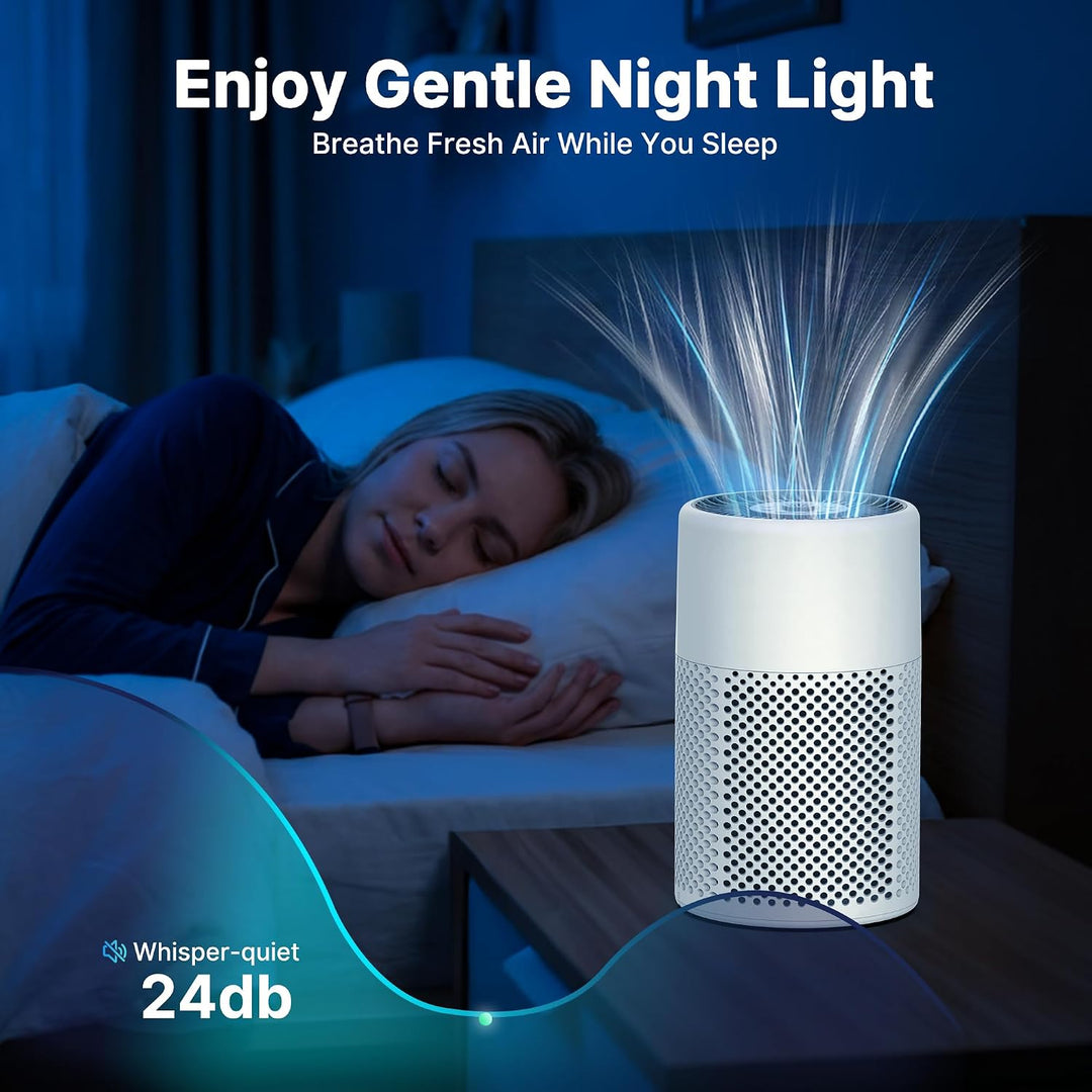 CHIVALZ Luftreiniger für Schlafzimmer, Allergiker mit Aromatherapie, Creme | Air Purifier mit HEPA-F
