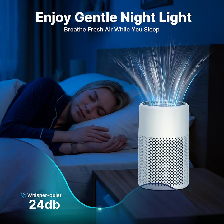 CHIVALZ Luftreiniger für Schlafzimmer, Allergiker mit Aromatherapie, Creme | Air Purifier mit HEPA-F