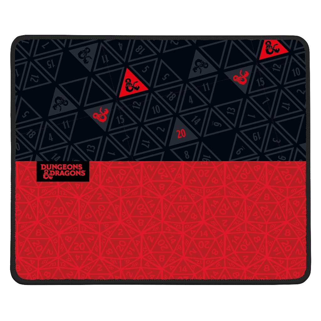 Konix Dungeons &amp; Dragons Gaming-Mauspad 32 x 27 cm - rutschfeste Gummibasis - rot und schwarz Dungeo