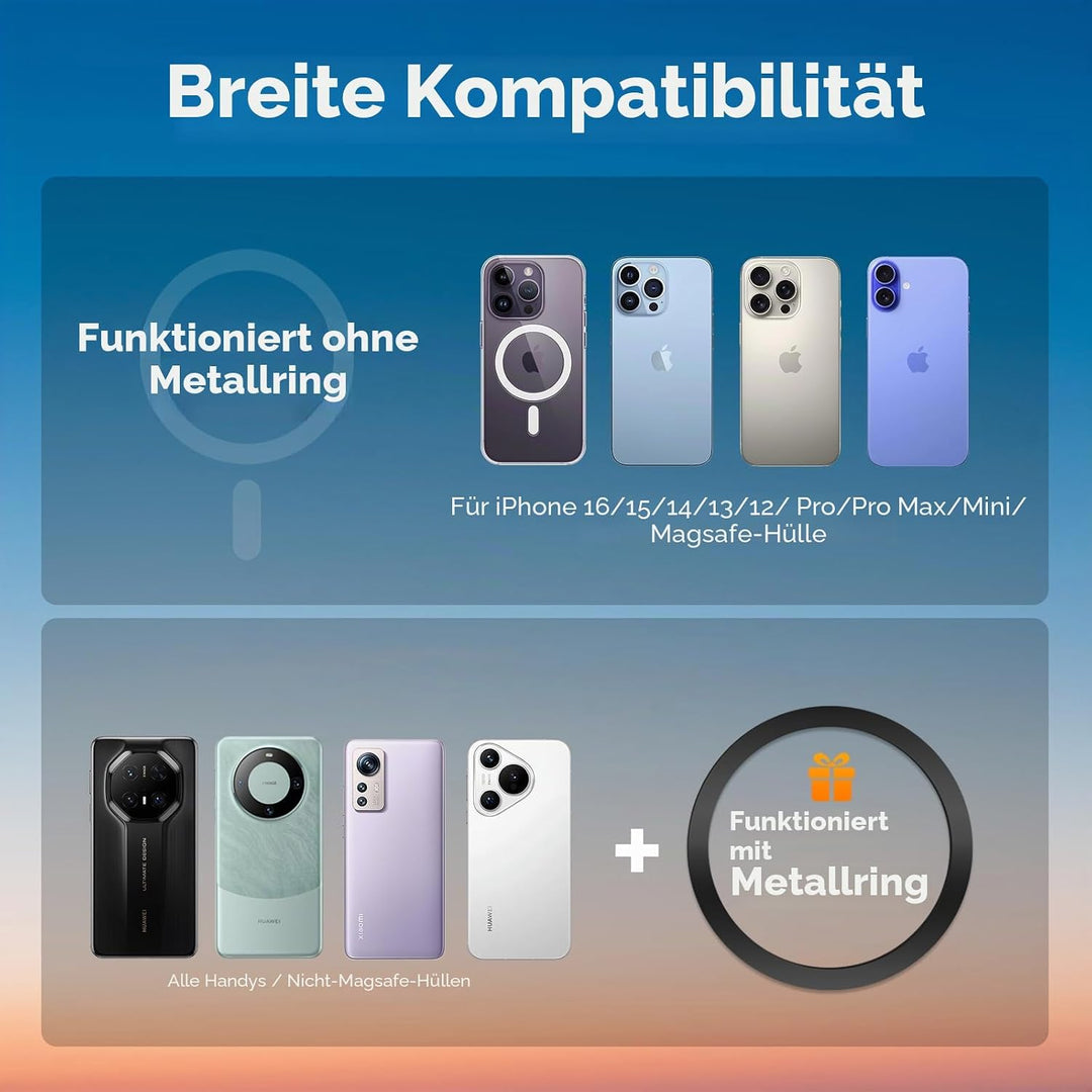 MAGJIEYX Kompatibel 15W Magsafe Autohalterung Ladegerät Handyhalterung Auto mit Ladefunktion Lüftung