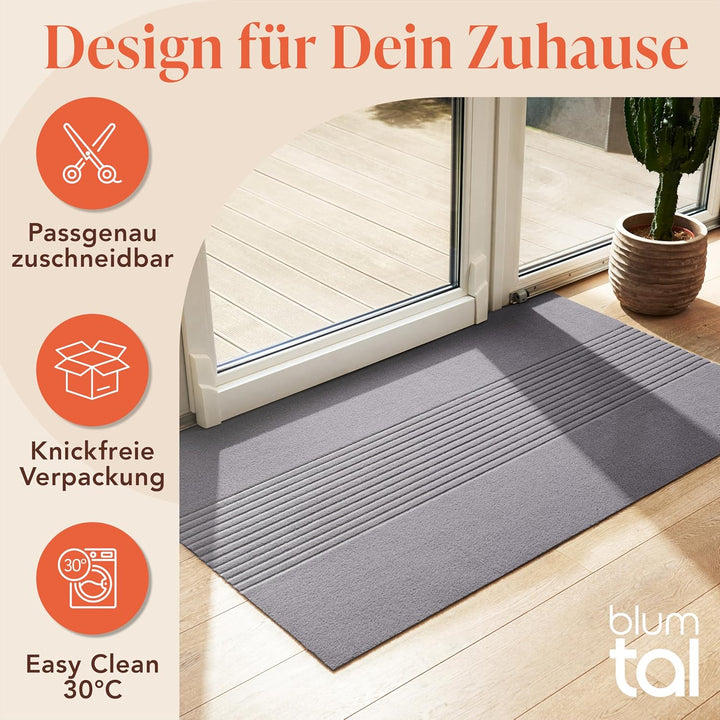 Blumtal Fussmatte 60x90 cm - rutschfeste Schmutzfangmatte - Fussabtreter mit Muster - Fussmatten Hau