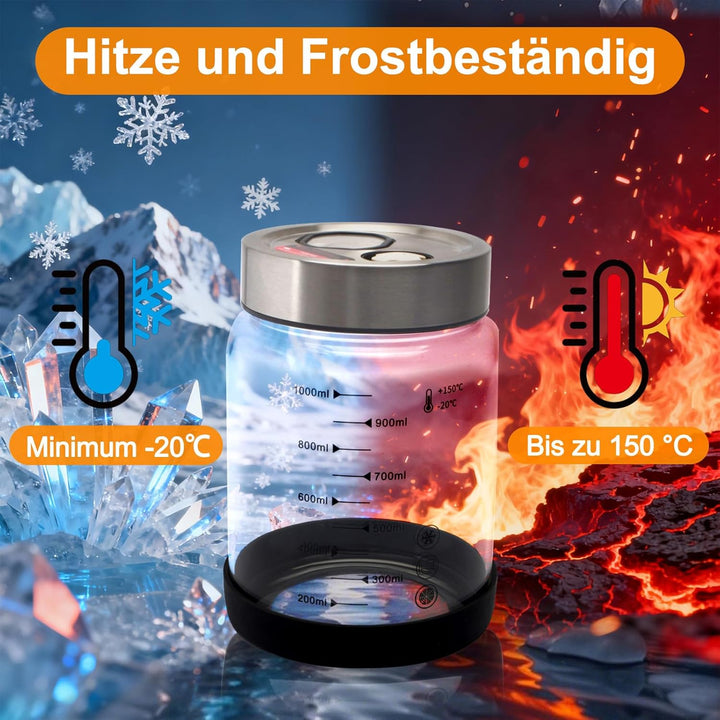 Fermentierglas 1L mit Deckel: 2 Stück Doppelanschluss-Auslassventil Gärglas für Haushaltsfermenter-