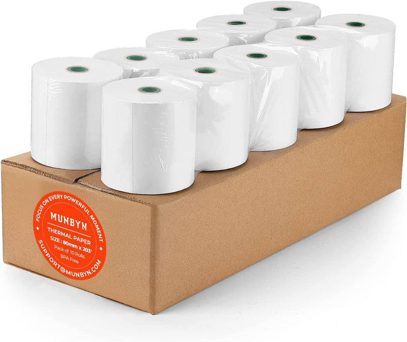 MUNBYN Premium 10 Stk. Thermopapier 80 * 50mm kassenrollen thermorollen bonrollen Thermo bonpapier T