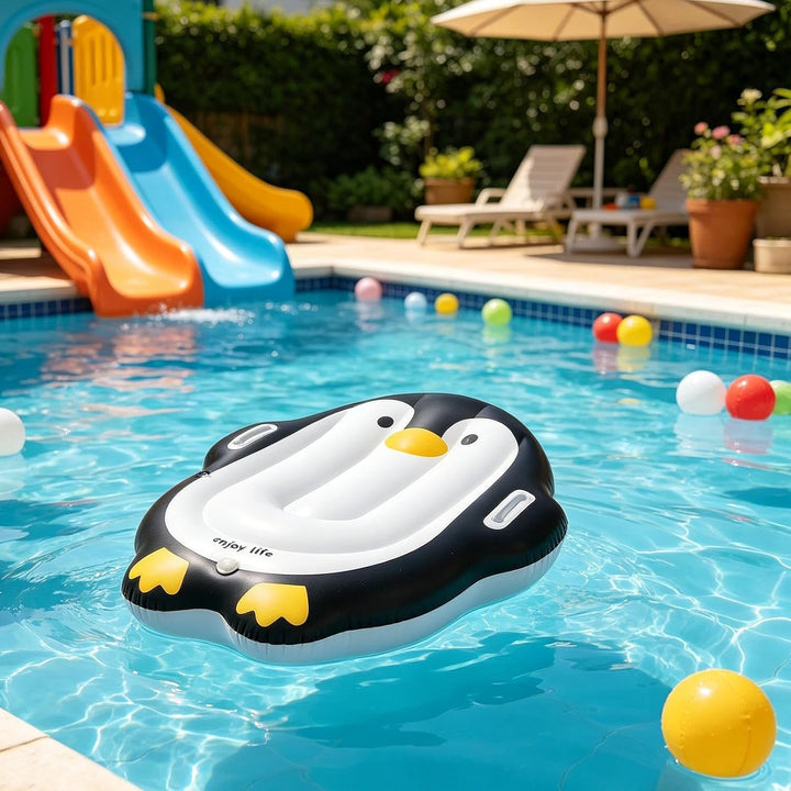 Surfbrett für Kinder, mit Griff und Cartoon-Pinguin, tragbar, aufblasbar, für und Mädchen, , Schwimm