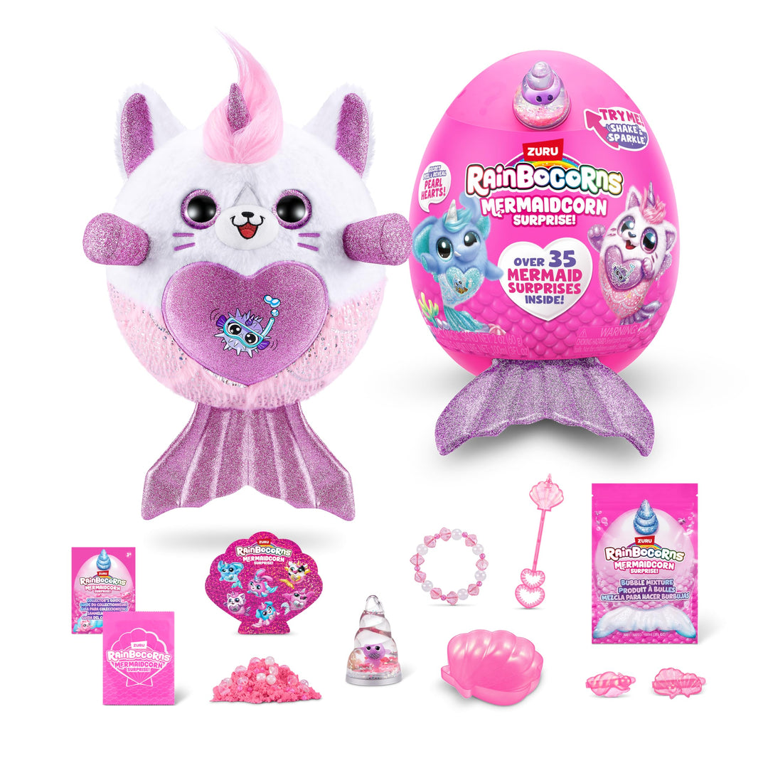 Rainbocorns Mermaidcorn Surprise Serie 7, Meribella Kätzchen, von ZURU, 28 cm Plüschtier, Meerjungfr