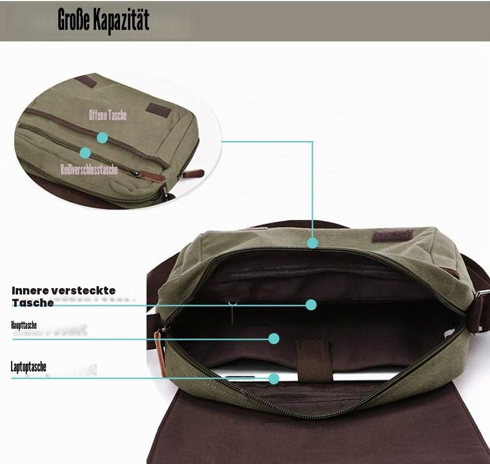 LOSMILE Herren Umhängetaschen, Leinwand Schultertaschen, Laptoptasche,Schulranzen, für Schule und Ar