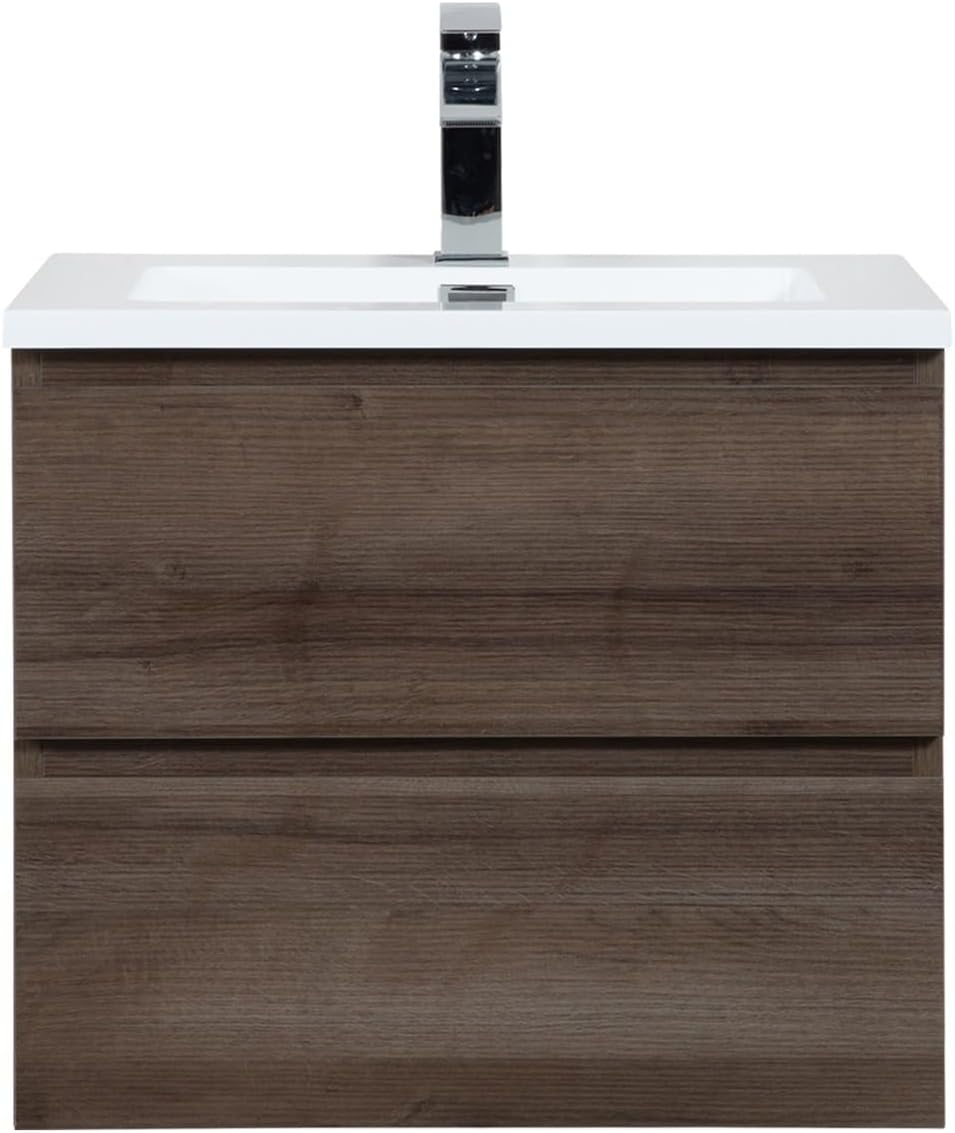 Badezimmer Badmöbel Set Angela 60cm - Braun Eiche - Unterschrank Schrank Waschbecken Waschtisch Brau
