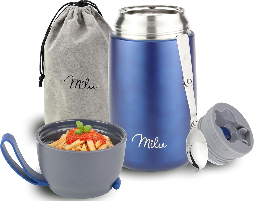 Milu® Thermobehälter 450, 650ml, 800ml | Edelstahl Warmhaltebehälter | Essensbehälter | Speisegefäss