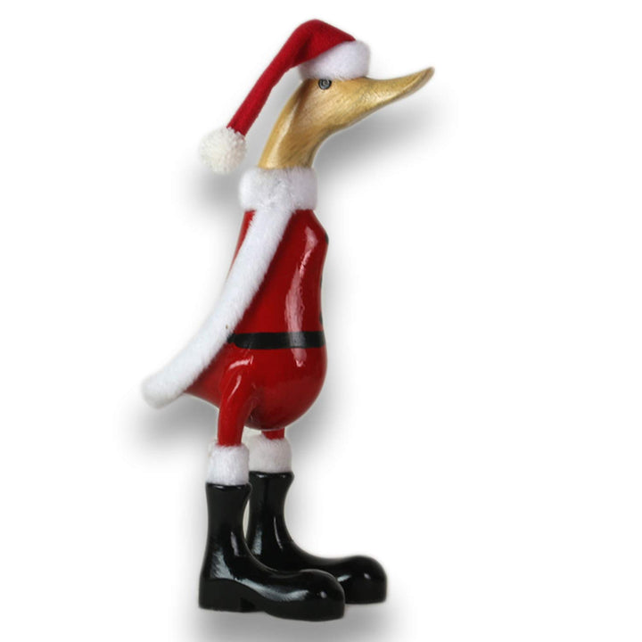 ART-CRAFT Holz Ente Lauf Ente Gartendeko Figur aus Bambus Wurzel und Teak Holz Santa Claus handbemal