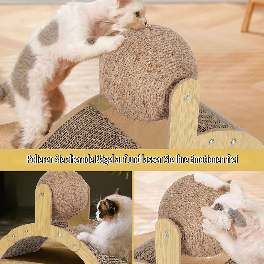 Kratzbrett für Katzen, Katzenspielzeug, 2-in-1 Katzenbett &amp; Kratzspielzeug mit Kratzball, ideal zum