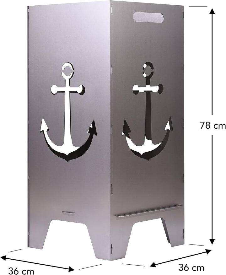 Feuertonne Mit Maritim Motiv | Stabiles Stecksystem Mit Tragegriffen | Besonders Robust & Aus Hochwe