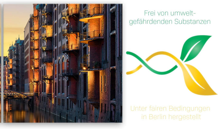 ge Bildet Bild auf Leinwand | Wasserschloss in der Speicherstadt - Hamburg D in 120x40 cm mehrteilig