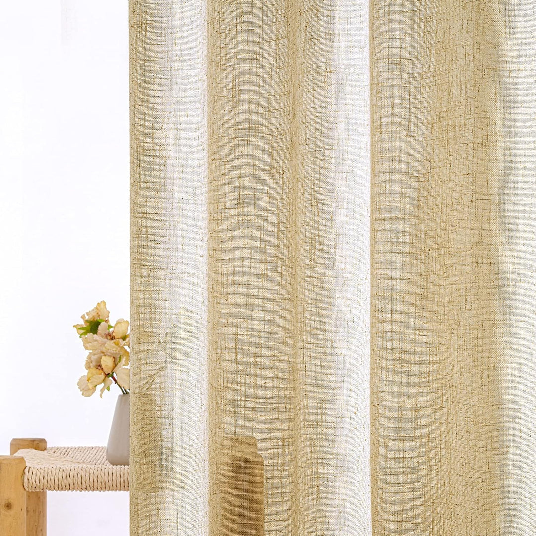 EMEMA Gardinen Vorhänge Leinenvorhang mit Ösen Voile Vorhang Leinenoptik Modern Halbtransparent für