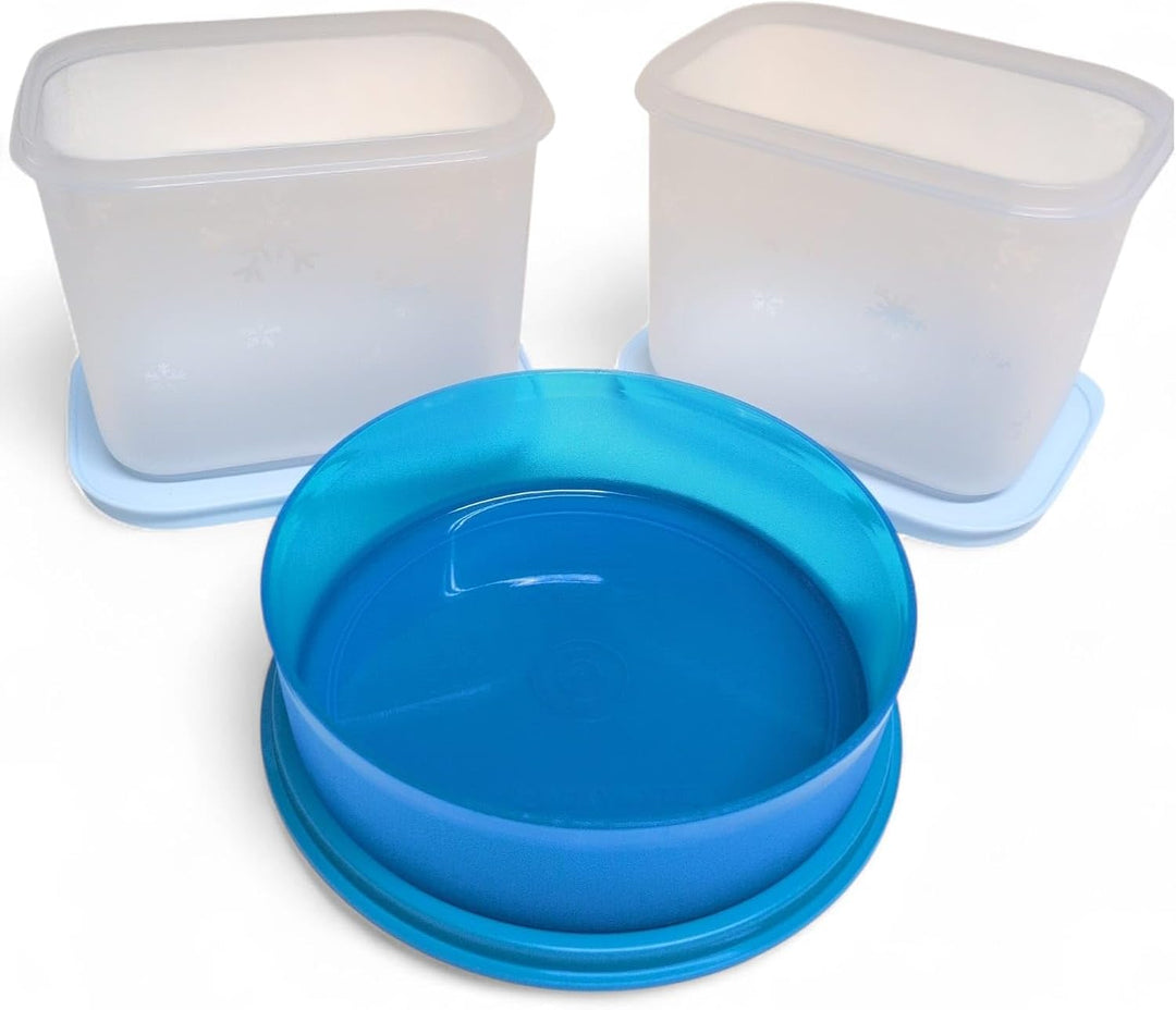 Tupperware 2 Stück Gefrierbehälter 1,1 Liter Eiskristall Vorrat Modular Kühlschrank System 1100ml he