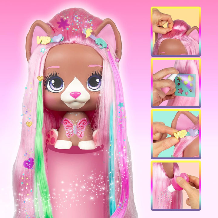 VIP PETS Mega Pet Nyla | Styling Head Puppe mit extra langen Haaren; leicht zu kämmen und stylen; mi