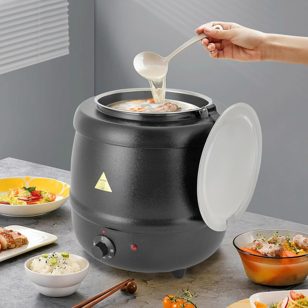 SuppenwäRmer Elektrisch 10l,SpeisenwäRmer Mit Klappdeckel,Suppentopf Suppenkesse 400w,35-80°C,Warmha