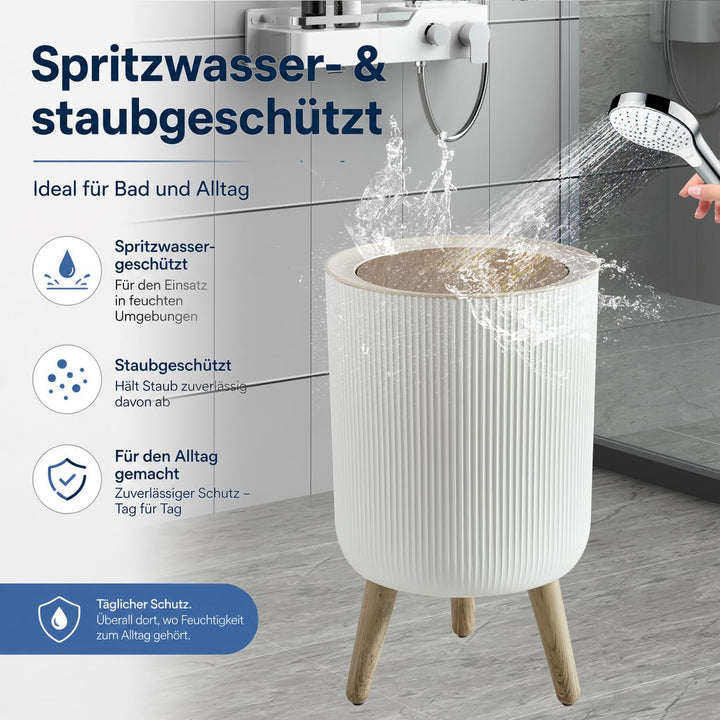 Badezimmer Mülleimer mit Sensor, 9L, automatisch und leise, Weiss