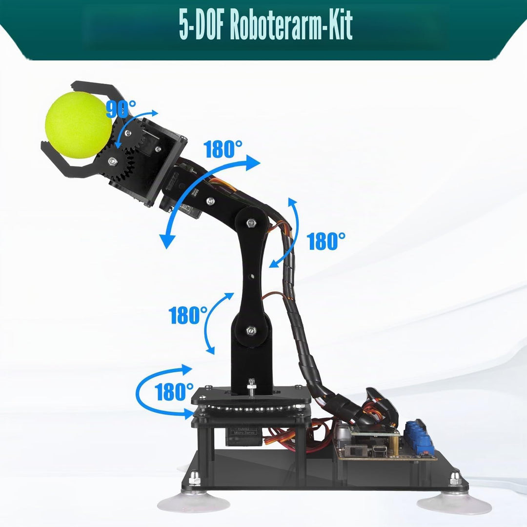 Adeept 5-DOF Robot Arm Kit, Programmable STEM Educational 5-Axis Robot Arm with OLED Display, DIY Ro
