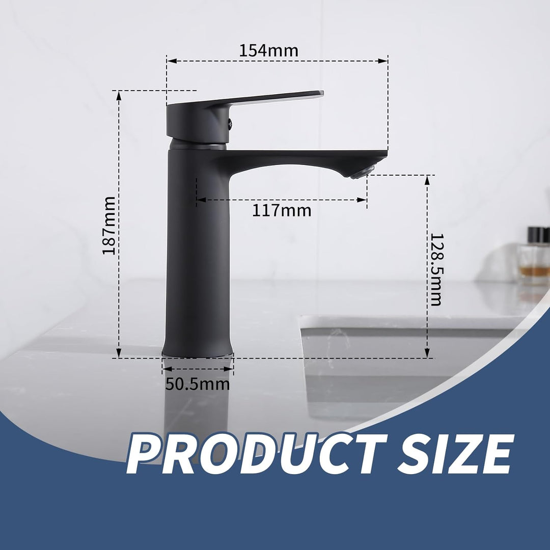 HOMELODY Wasserhahn Bad Schwarz Waschtischarmatur Mischbatterie Bad Armatur Badezimmer Waschbeckenar
