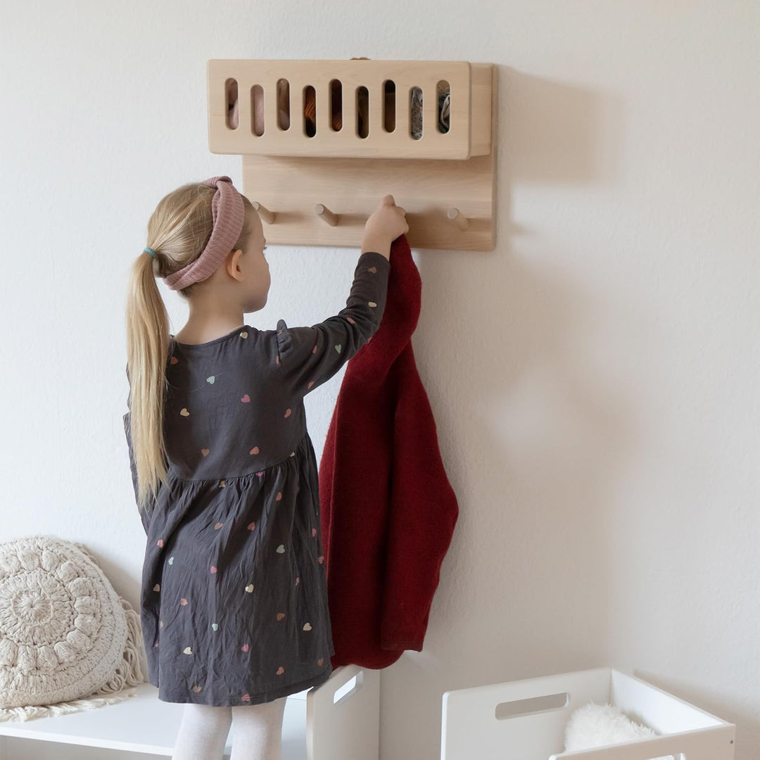 Ehrenkind® Kindergarderobe | Aus robusten Holz | Garderobe Kinder | Klein Weiss mit Sichtfenster | g