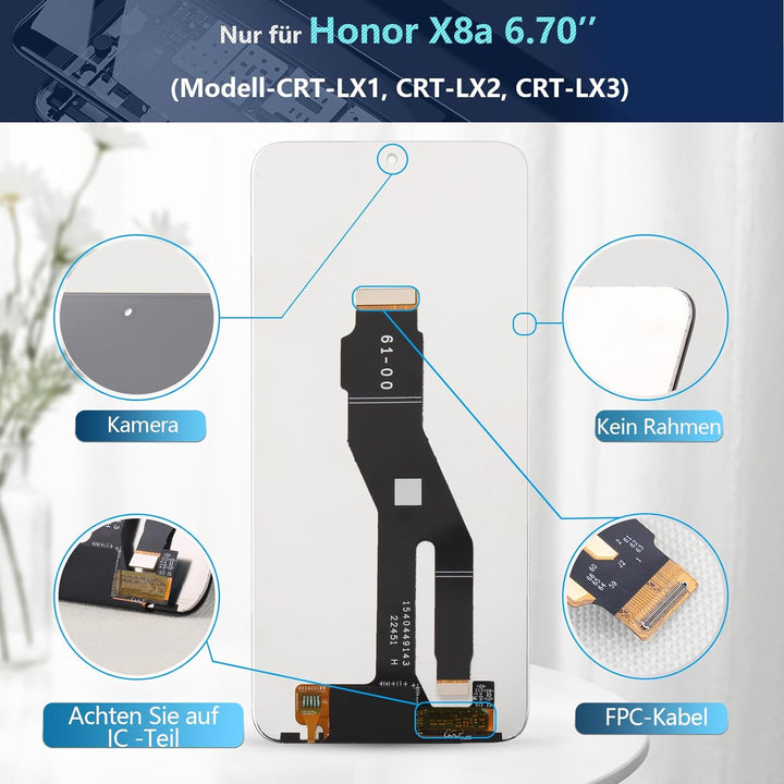 RongZy Display für Huawei Honor X8a 2023 CRT-LX1 LCD Bildschirmersatz Digitizer Touchscreen Montiert