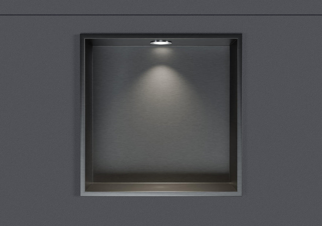 BERNSTEIN® Wandnische aus Edelstahl NT303010X mit LED-Beleuchtung– 30 x 30 x 10 cm – Duschablage für