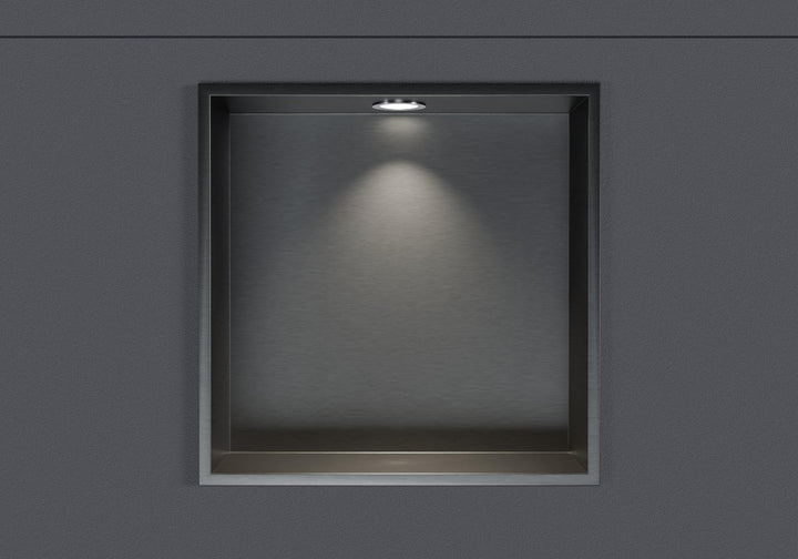 BERNSTEIN® Wandnische aus Edelstahl NT303010X mit LED-Beleuchtung– 30 x 30 x 10 cm – Duschablage für