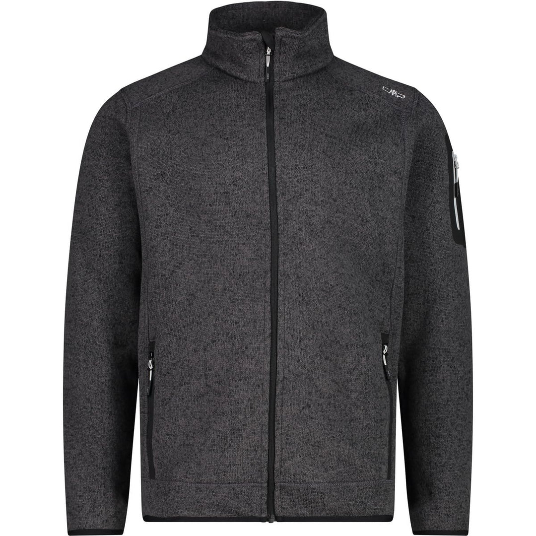 CMP Herren Knit tech mélange Fleece Jacket Fleecejacke 54 Nero-glacier, 54 Nero-glacier