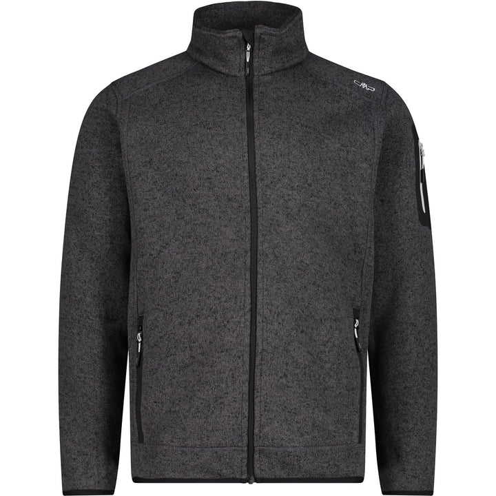 CMP Herren Knit tech mélange Fleece Jacket Fleecejacke 54 Nero-glacier, 54 Nero-glacier