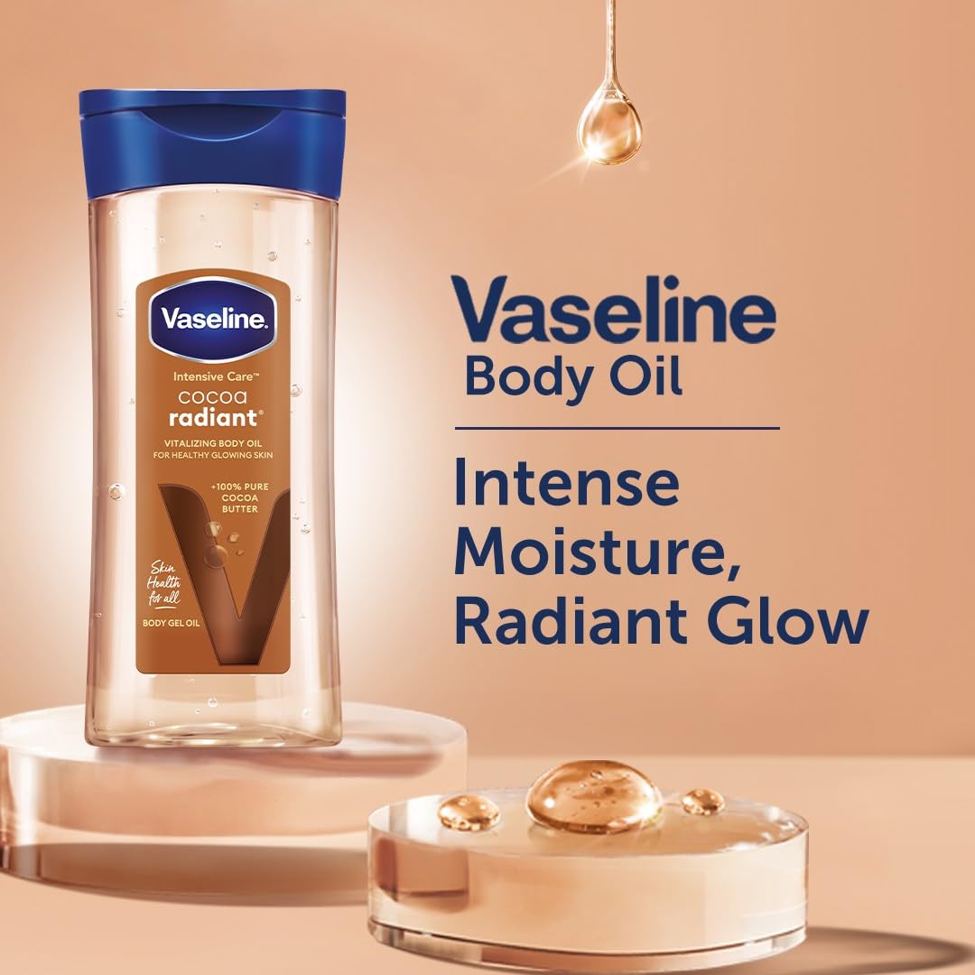 Vaseline Intensive Care Cocoa Radiant für strahlende Haut, Körpergelöl mit reiner Kakaobutter + rege