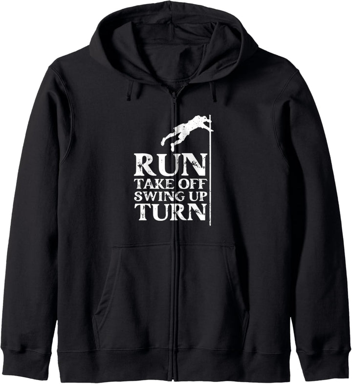 Run Take Off Swing Up Turn Pole Vault Manuell Kapuzenjacke